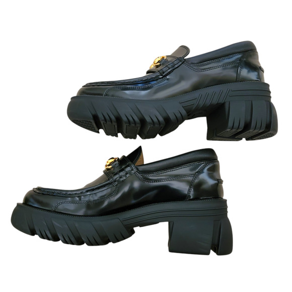 Gucci Black Horsebit Magnum Leather Lug Sole Loafer 9 39 656869 - Picture 9 of 15